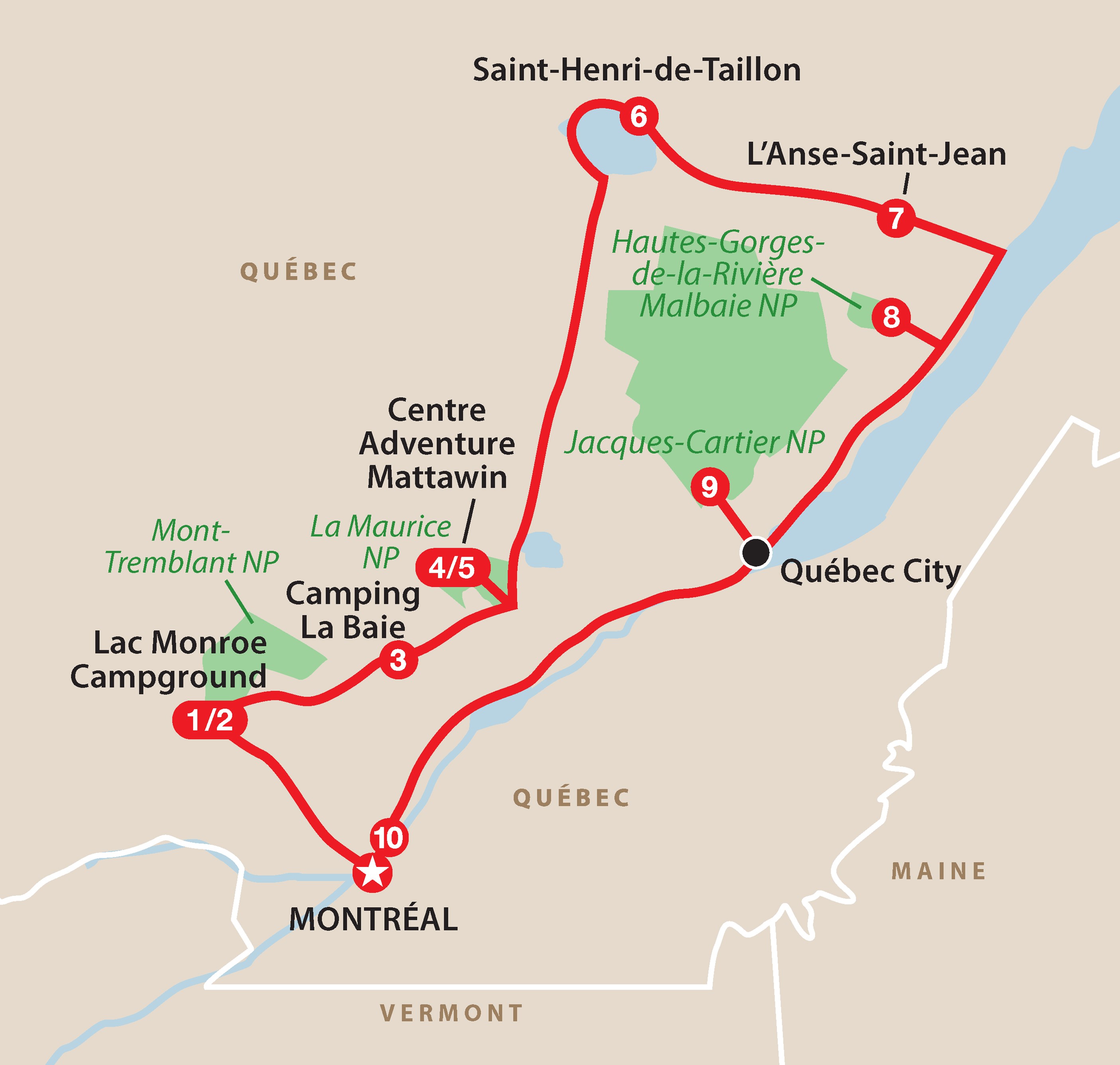 Mapa ruta Classic Qu&eacute;bec